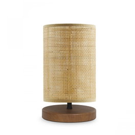 Opviq Lámpara de mesa de madera y bambú Beige